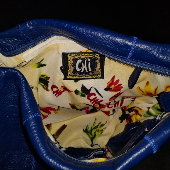 CHI by Falchi | Carlos Falchi Blue Handbag Tote - Picture 3 of 8